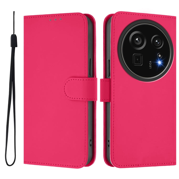 For Sharp Aquos R9 Pro SH-54E Skin Feel Solid Color Leather Phone Case with Lanyard