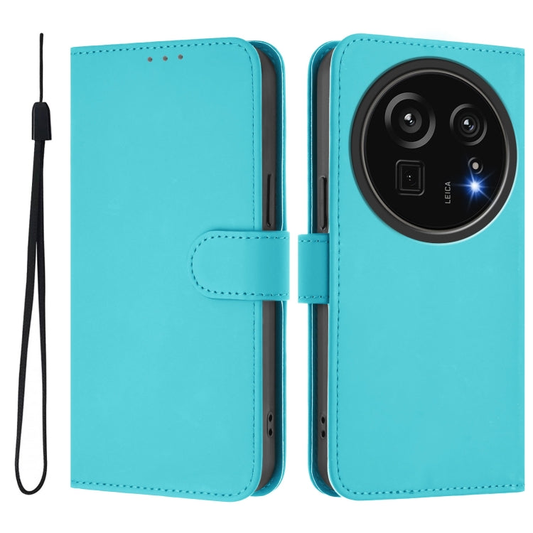 For Sharp Aquos R9 Pro SH-54E Skin Feel Solid Color Leather Phone Case with Lanyard
