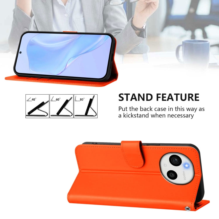 For Sharp Aquos Sense9 Plus Skin Feel Solid Color Leather Phone Case with Lanyard