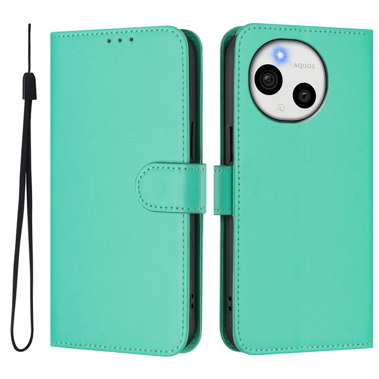 For Sharp Aquos Sense9 Plus Skin Feel Solid Color Leather Phone Case with Lanyard