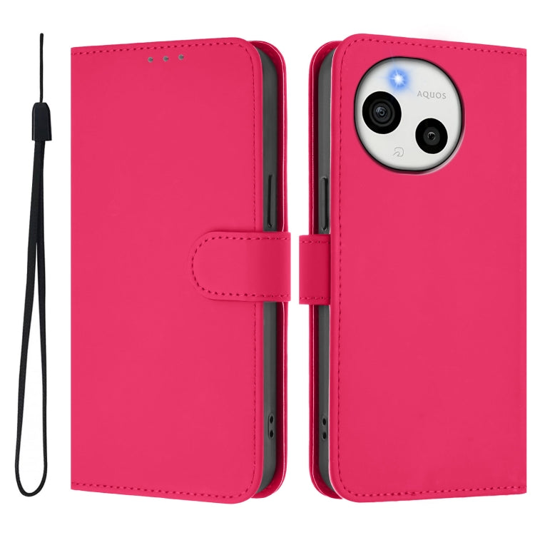 For Sharp Aquos Sense9 Plus Skin Feel Solid Color Leather Phone Case with Lanyard