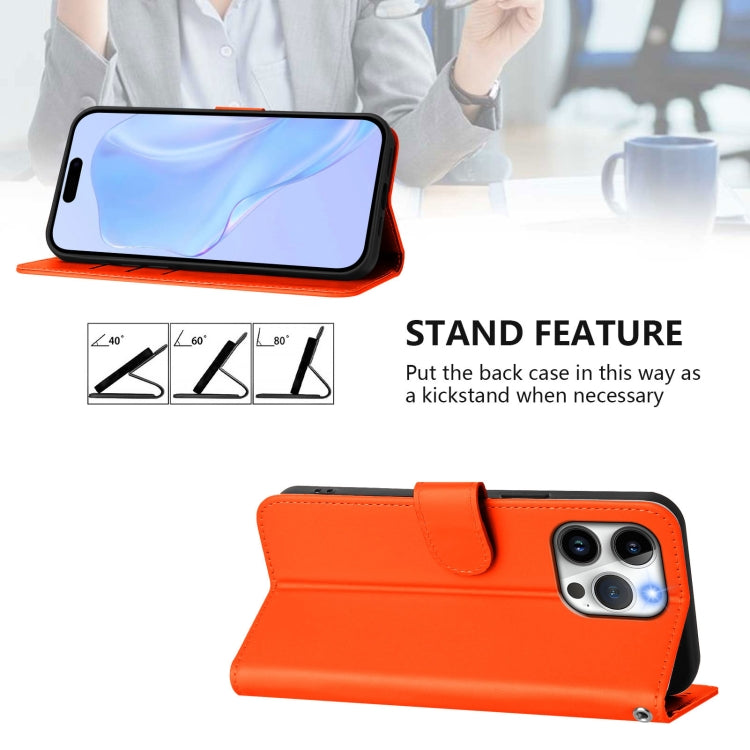 For iPhone 15 Pro Max Skin Feel Solid Color Leather Phone Case with Lanyard