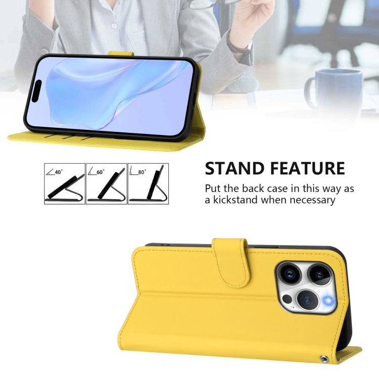 For iPhone 15 Pro Skin Feel Solid Color Leather Phone Case with Lanyard