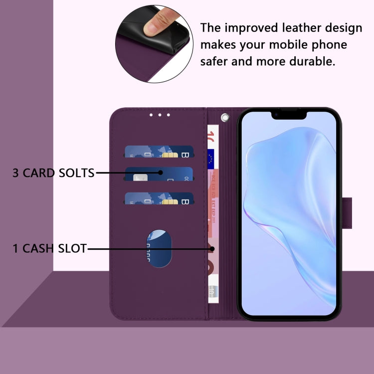 For iPhone 15 Pro Skin Feel Solid Color Leather Phone Case with Lanyard
