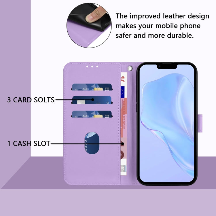 For iPhone 14 Plus Skin Feel Solid Color Leather Phone Case with Lanyard