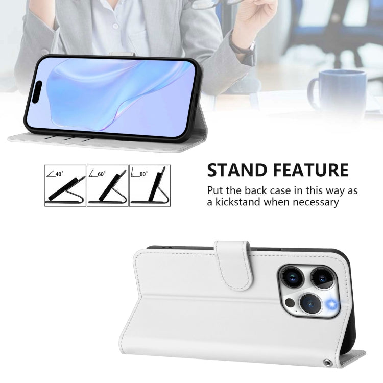 For iPhone 14 Pro Skin Feel Solid Color Leather Phone Case with Lanyard
