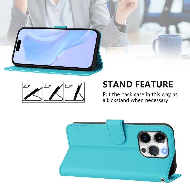 For iPhone 14 Pro Skin Feel Solid Color Leather Phone Case with Lanyard