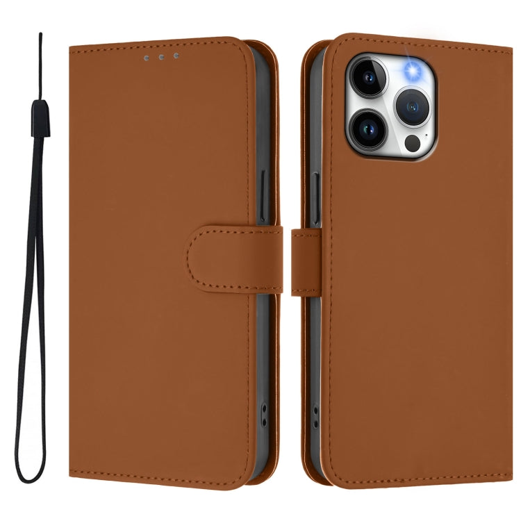 For iPhone 14 Pro Max Skin Feel Solid Color Leather Phone Case with Lanyard