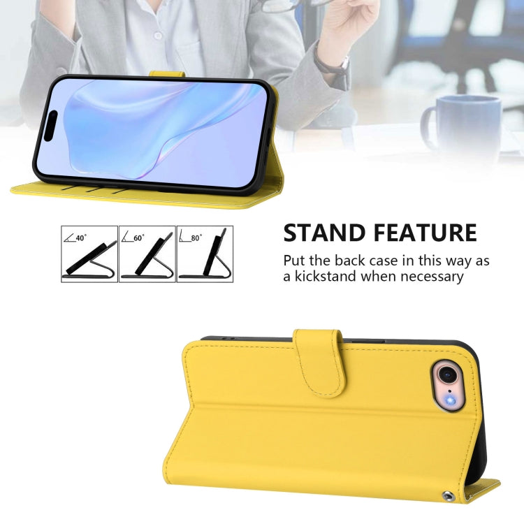 For iPhone SE 2022 / 2020 Skin Feel Solid Color Leather Phone Case with Lanyard