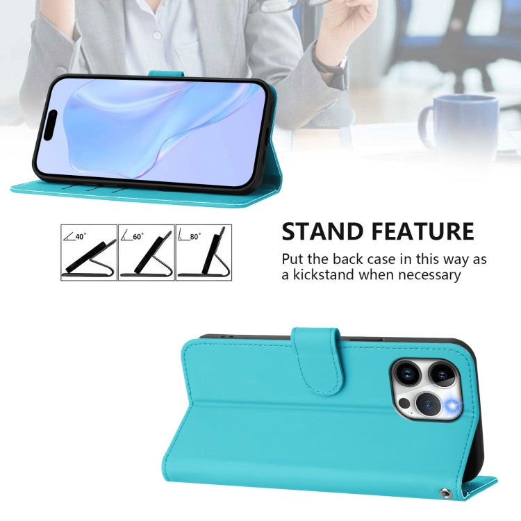 For iPhone 13 Pro Max Skin Feel Solid Color Leather Phone Case with Lanyard
