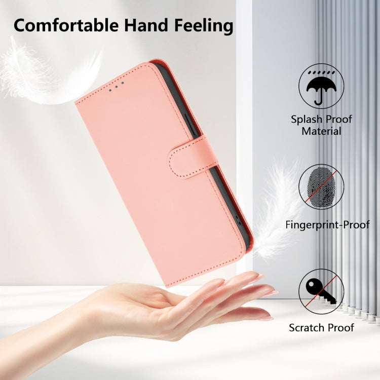 For iPhone 13 mini Skin Feel Solid Color Leather Phone Case with Lanyard