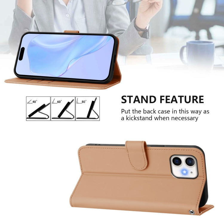 For iPhone 12 / 12 Pro Skin Feel Solid Color Leather Phone Case with Lanyard