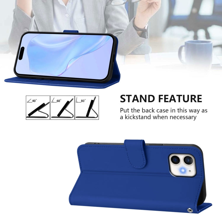 For iPhone 12 / 12 Pro Skin Feel Solid Color Leather Phone Case with Lanyard