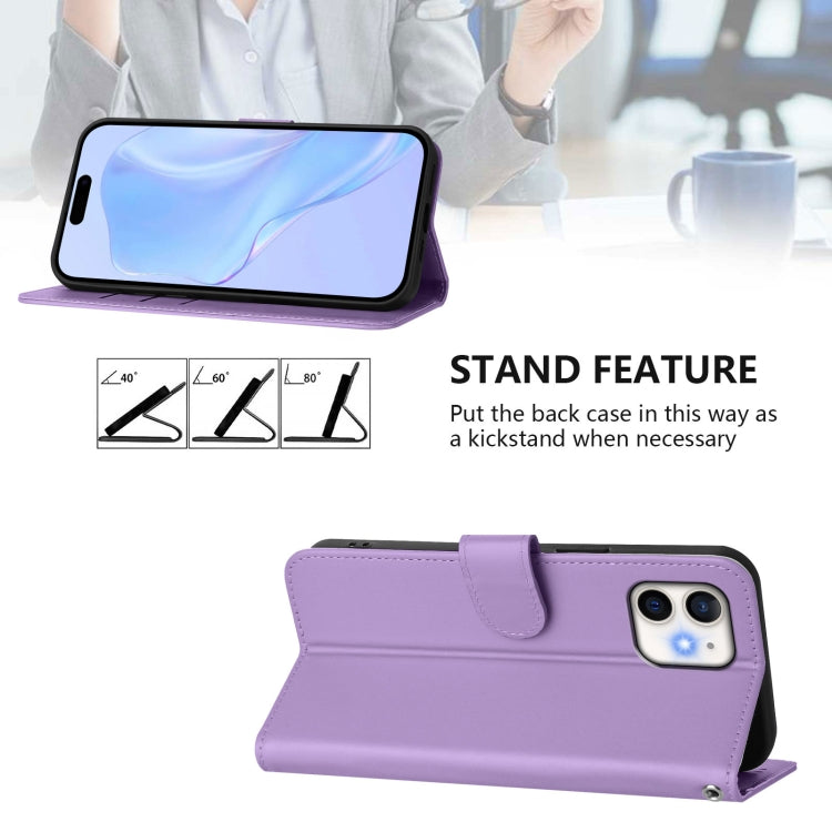 For iPhone 12 / 12 Pro Skin Feel Solid Color Leather Phone Case with Lanyard