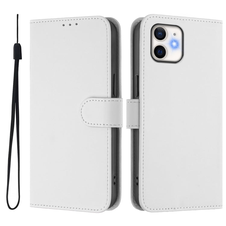 For iPhone 12 / 12 Pro Skin Feel Solid Color Leather Phone Case with Lanyard