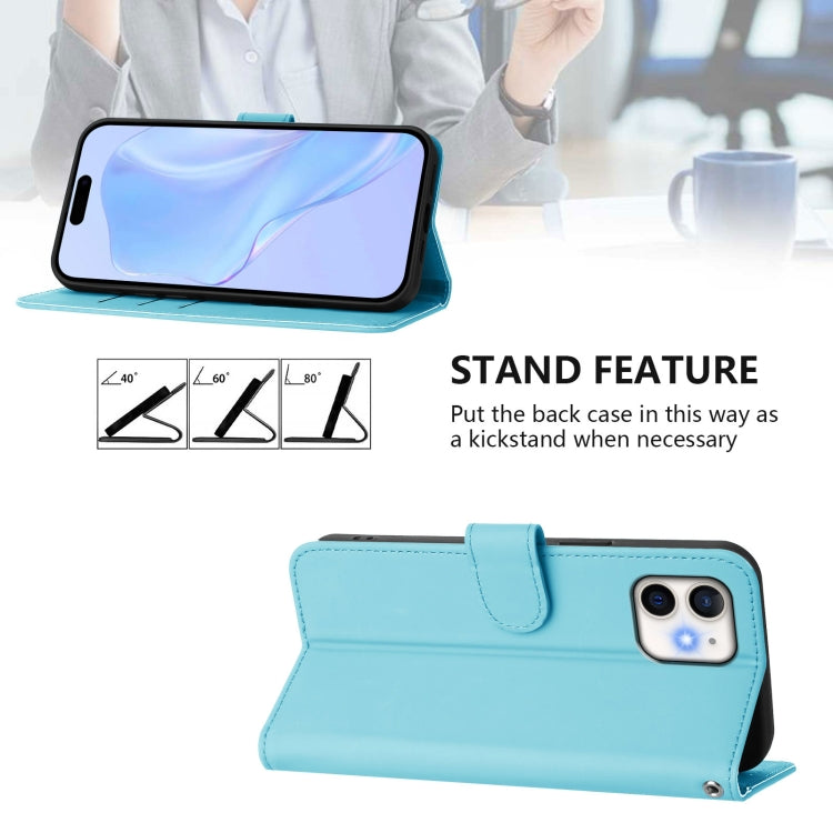 For iPhone 12 / 12 Pro Skin Feel Solid Color Leather Phone Case with Lanyard
