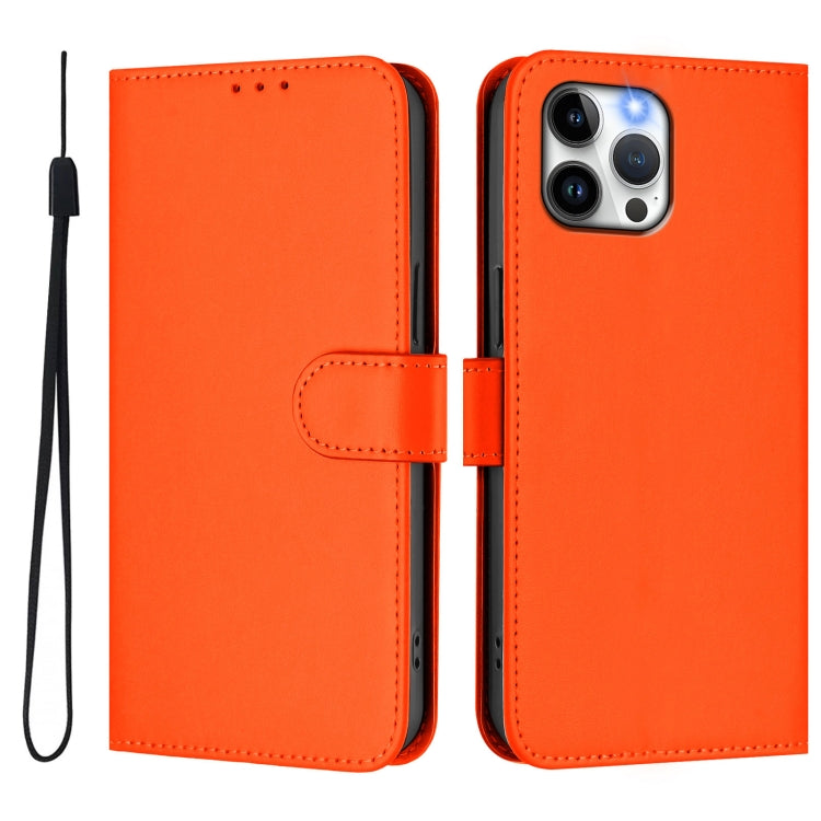 For iPhone 12 Pro Max Skin Feel Solid Color Leather Phone Case with Lanyard