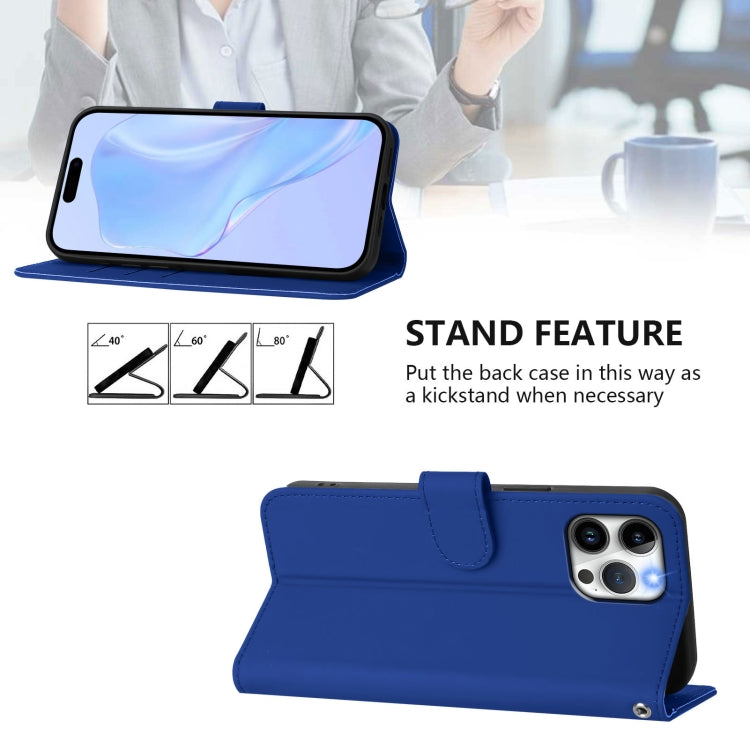 For iPhone 12 Pro Max Skin Feel Solid Color Leather Phone Case with Lanyard