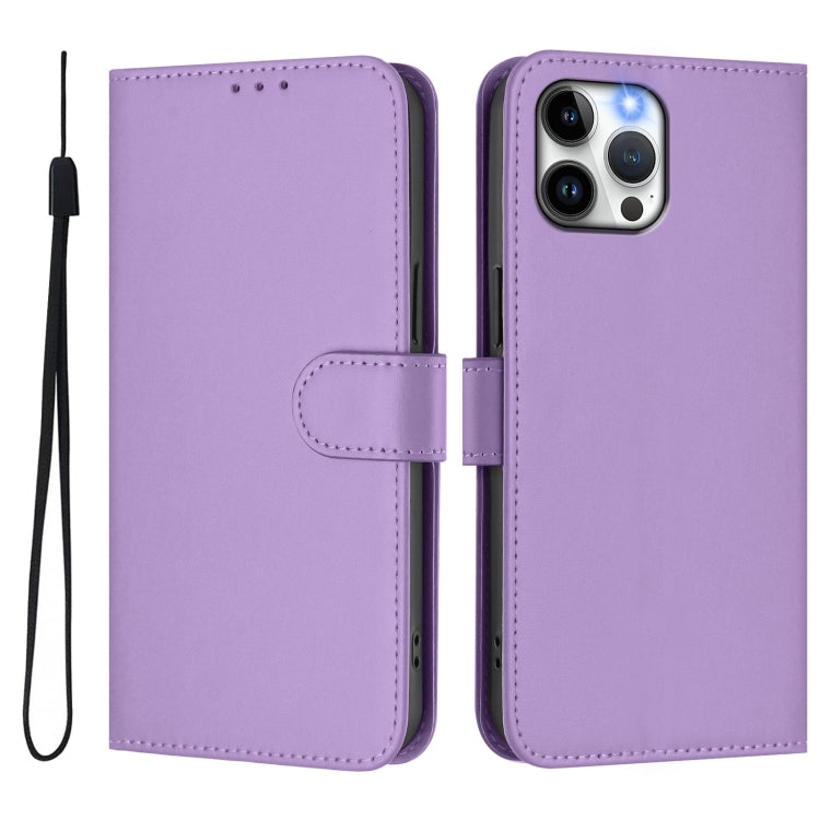 For iPhone 12 Pro Max Skin Feel Solid Color Leather Phone Case with Lanyard