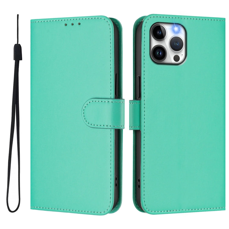 For iPhone 12 Pro Max Skin Feel Solid Color Leather Phone Case with Lanyard
