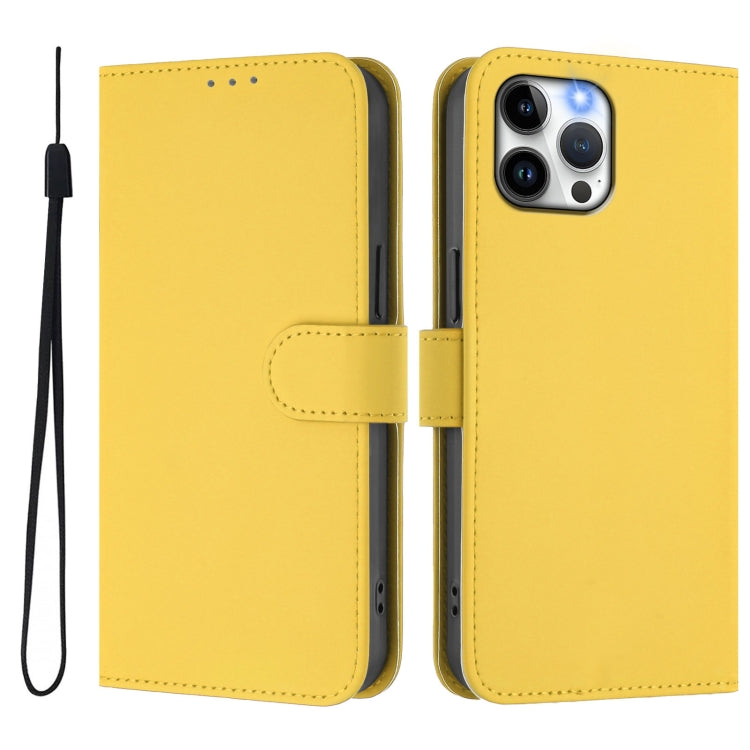 For iPhone 12 Pro Max Skin Feel Solid Color Leather Phone Case with Lanyard