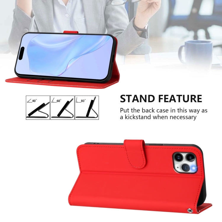 For iPhone 11 Pro Max Skin Feel Solid Color Leather Phone Case with Lanyard
