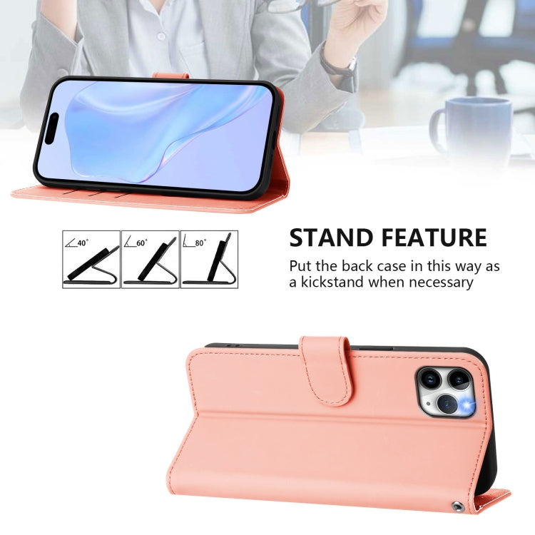 For iPhone 11 Pro Max Skin Feel Solid Color Leather Phone Case with Lanyard