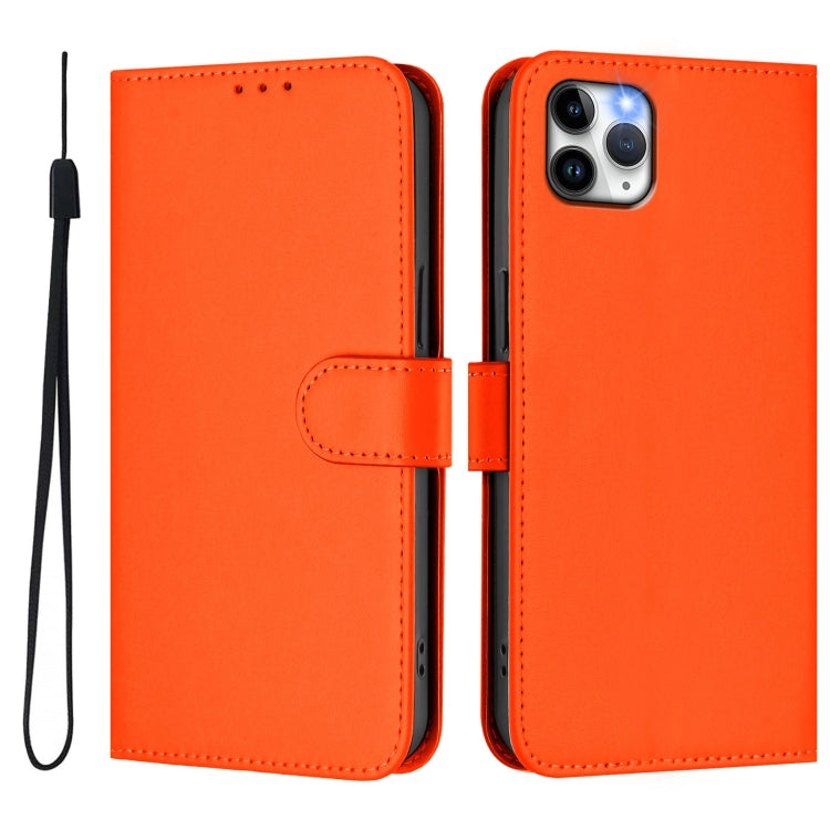 For iPhone 11 Pro Max Skin Feel Solid Color Leather Phone Case with Lanyard