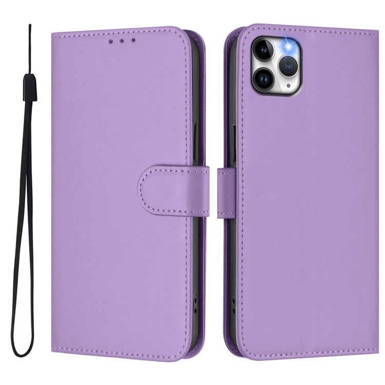 For iPhone 11 Pro Max Skin Feel Solid Color Leather Phone Case with Lanyard