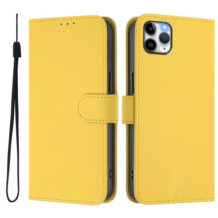 For iPhone 11 Pro Max Skin Feel Solid Color Leather Phone Case with Lanyard