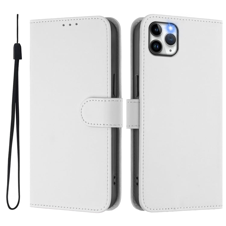 For iPhone 11 Pro Max Skin Feel Solid Color Leather Phone Case with Lanyard