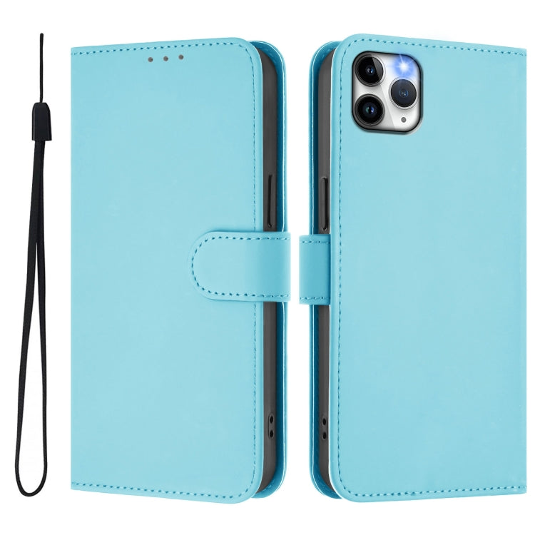For iPhone 11 Pro Max Skin Feel Solid Color Leather Phone Case with Lanyard