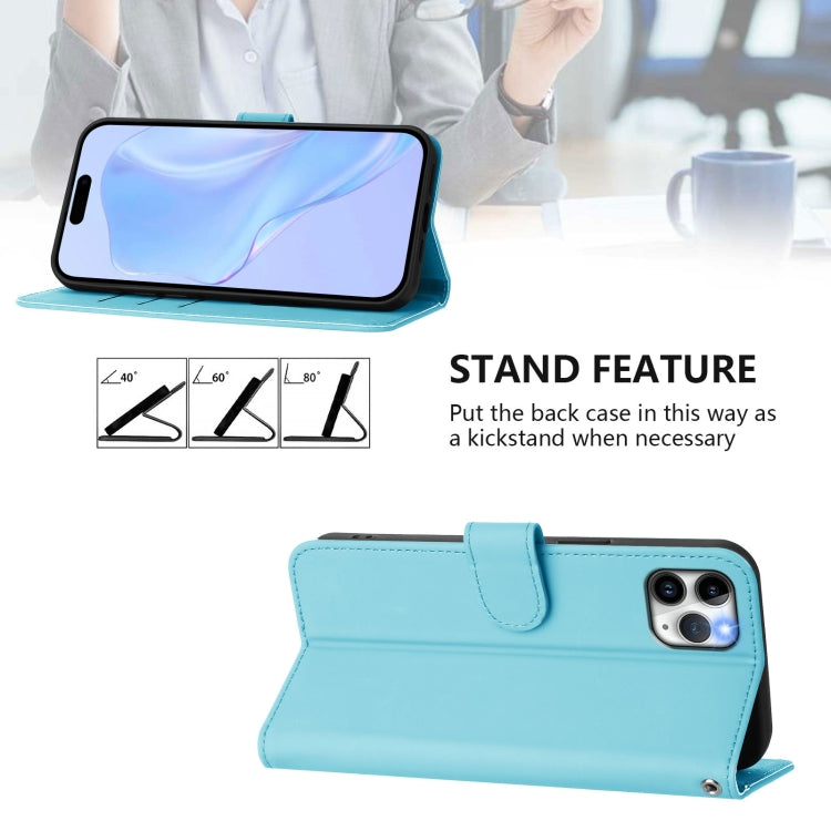 For iPhone 11 Pro Max Skin Feel Solid Color Leather Phone Case with Lanyard