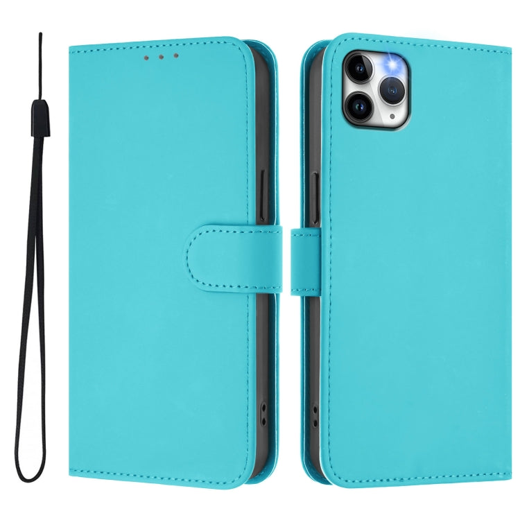 For iPhone 11 Pro Max Skin Feel Solid Color Leather Phone Case with Lanyard