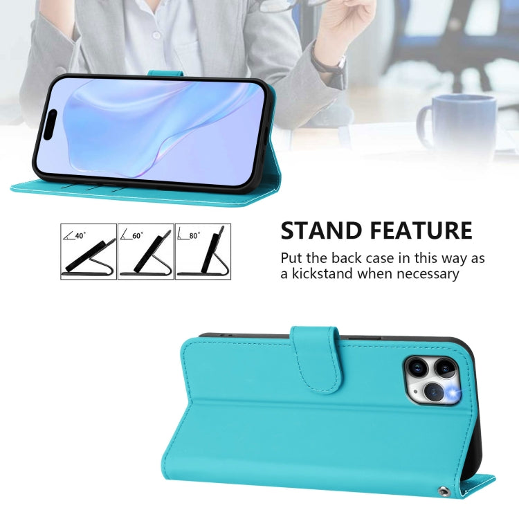 For iPhone 11 Pro Max Skin Feel Solid Color Leather Phone Case with Lanyard