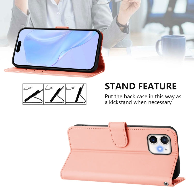 For iPhone 11 Skin Feel Solid Color Leather Phone Case with Lanyard