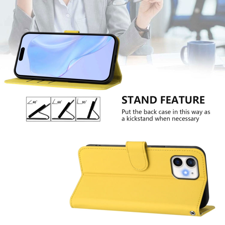 For iPhone 11 Skin Feel Solid Color Leather Phone Case with Lanyard