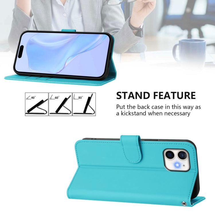 For iPhone 11 Skin Feel Solid Color Leather Phone Case with Lanyard