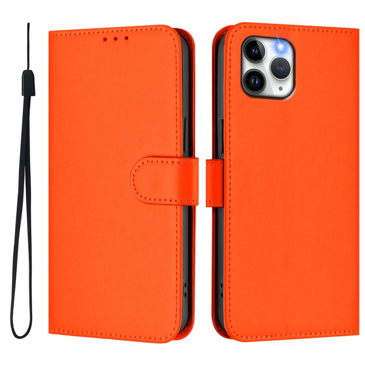 For iPhone 11 Pro Skin Feel Solid Color Leather Phone Case with Lanyard