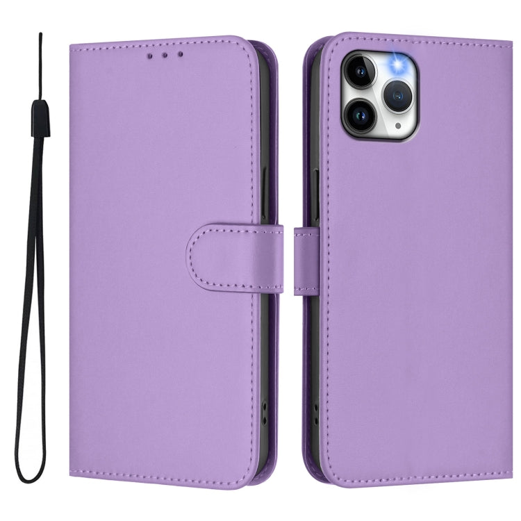 For iPhone 11 Pro Skin Feel Solid Color Leather Phone Case with Lanyard
