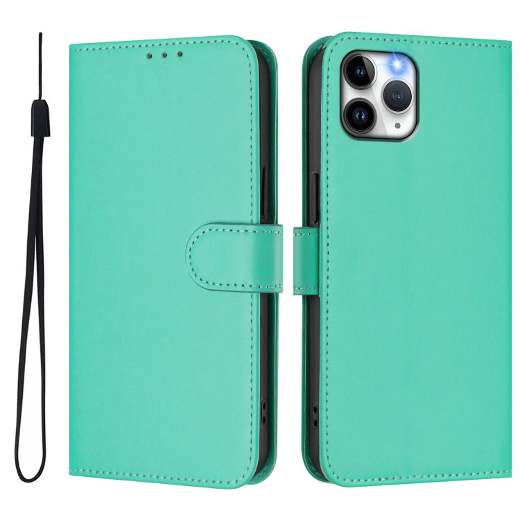 For iPhone 11 Pro Skin Feel Solid Color Leather Phone Case with Lanyard