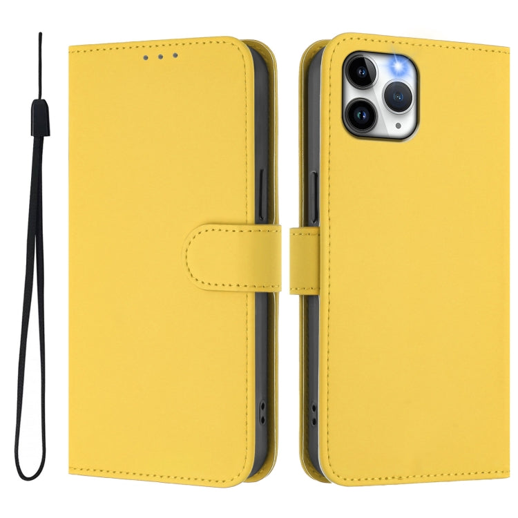 For iPhone 11 Pro Skin Feel Solid Color Leather Phone Case with Lanyard