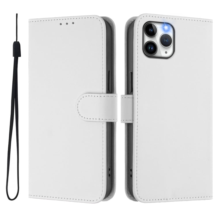 For iPhone 11 Pro Skin Feel Solid Color Leather Phone Case with Lanyard