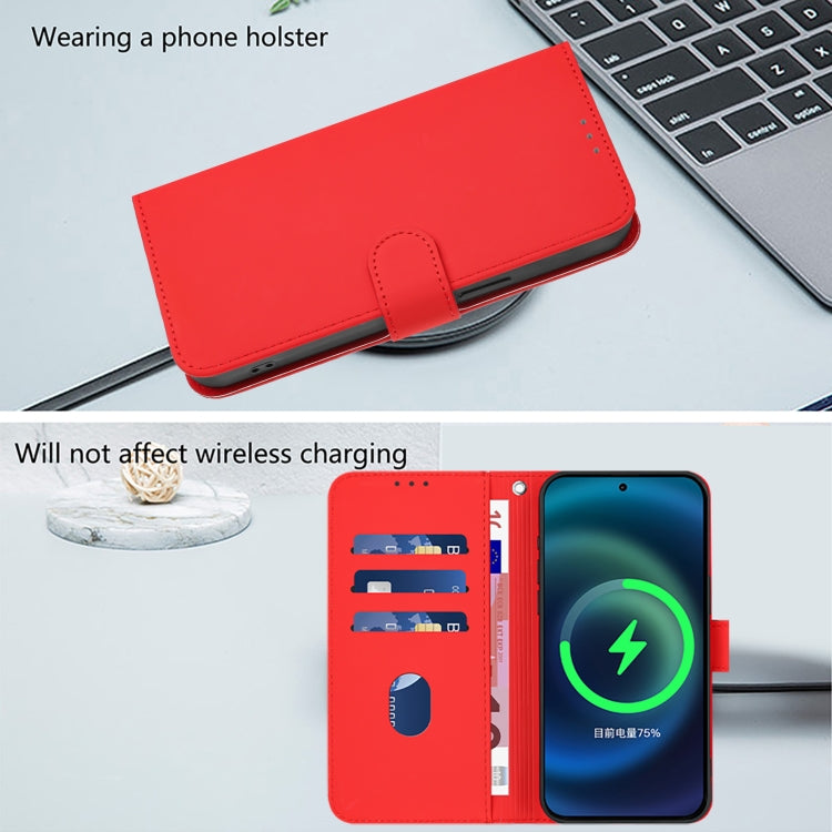 For iPhone XS / X Skin Feel Solid Color Leather Phone Case with Lanyard
