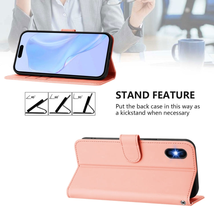 For iPhone XS / X Skin Feel Solid Color Leather Phone Case with Lanyard