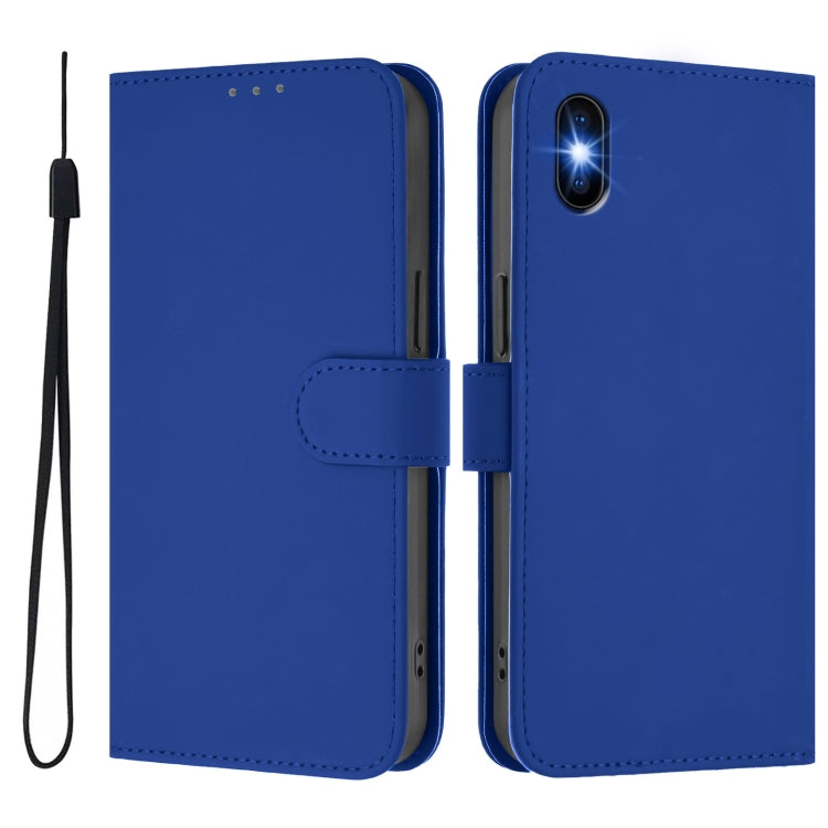 For iPhone XS / X Skin Feel Solid Color Leather Phone Case with Lanyard