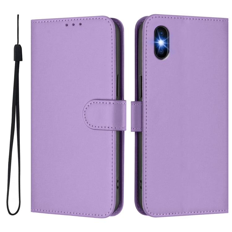 For iPhone XS / X Skin Feel Solid Color Leather Phone Case with Lanyard