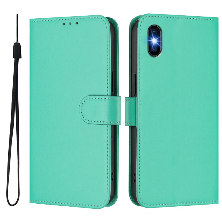 For iPhone XS / X Skin Feel Solid Color Leather Phone Case with Lanyard