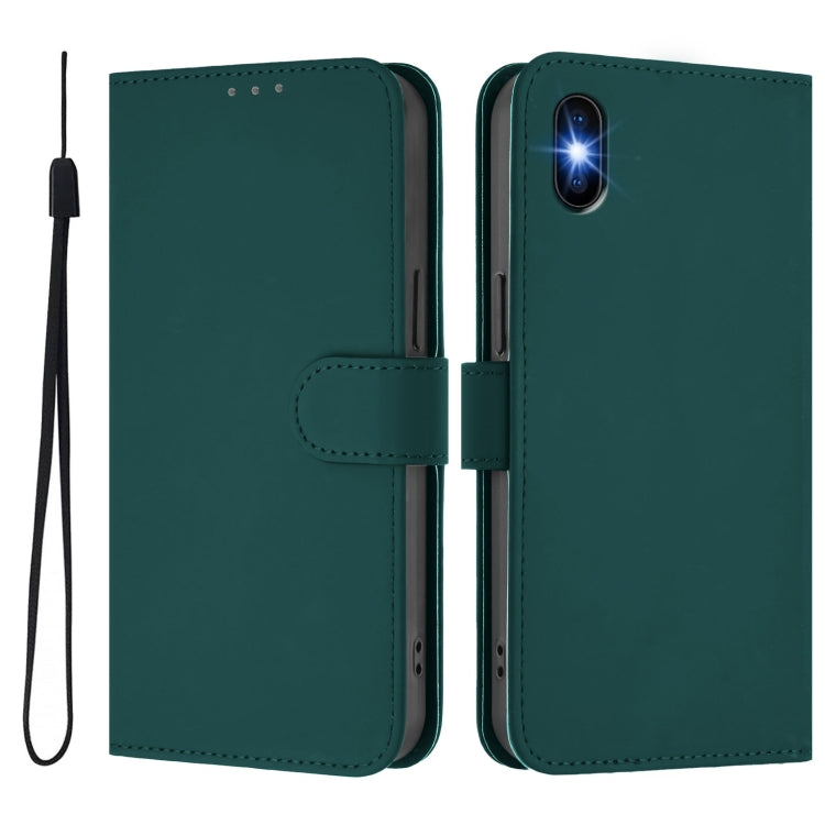 For iPhone XS / X Skin Feel Solid Color Leather Phone Case with Lanyard