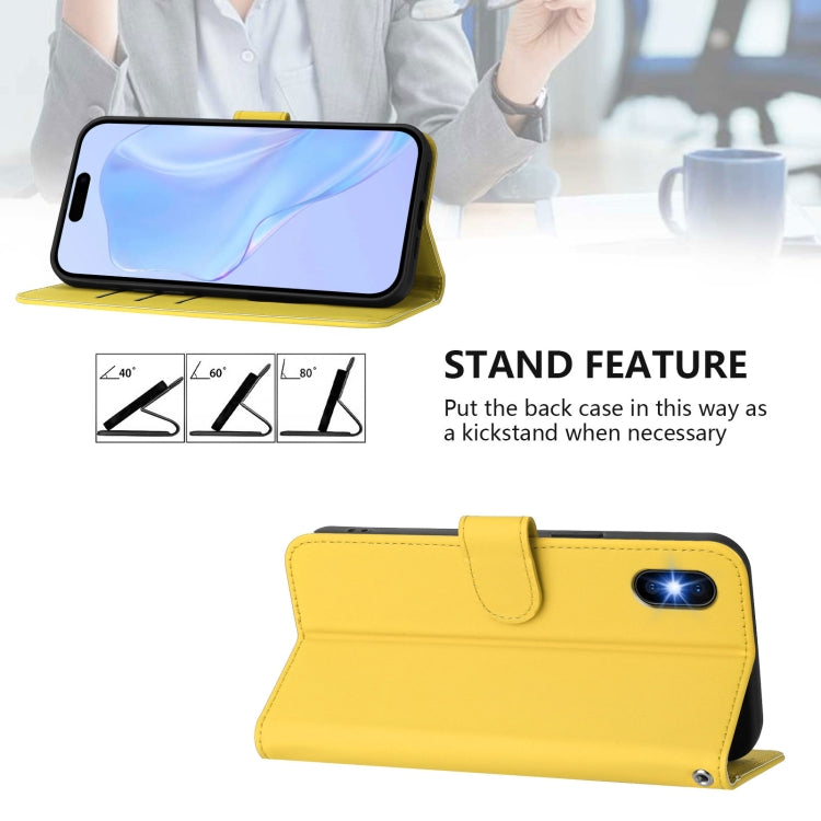 For iPhone XS / X Skin Feel Solid Color Leather Phone Case with Lanyard